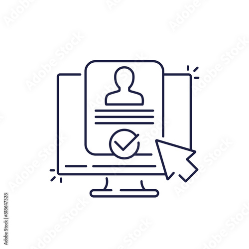 KYC, verified account line icon