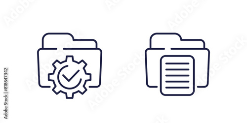 project management line icons with folders