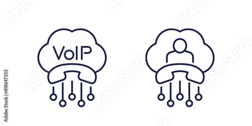 Voip telephony, call line icons on white