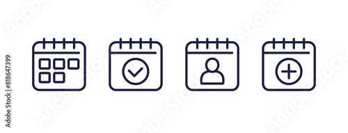 calendar and schedule line icons on white