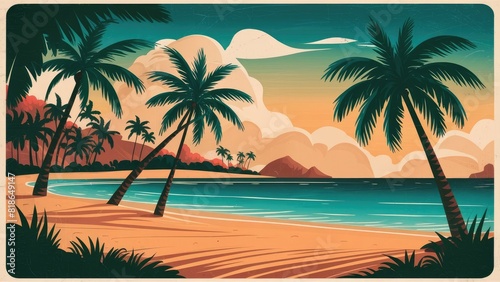 Idyllic Seashore with Palm Trees