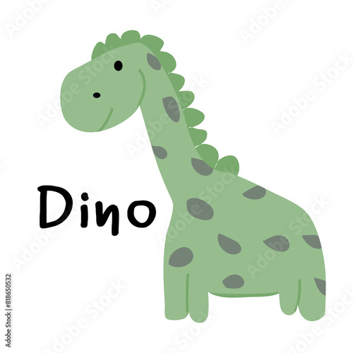 Cute green Dinosaur illustration on white 