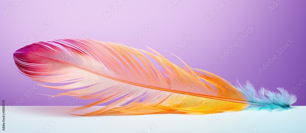 Close up photo of a colored feather on a clean background featuring a beautiful minimal and bright composition with soft and colorful tones Copy space image Close up photo of a colored feather on a clean background featuring a beautiful minimal and bright composition with soft and colorful tones Copy space image