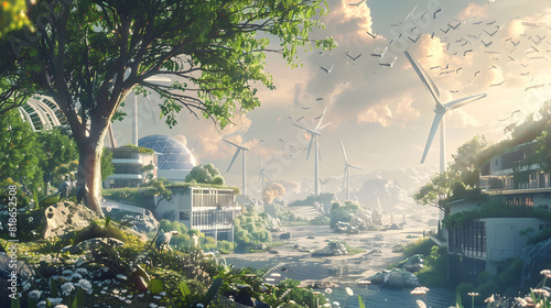 In a world brimming with hope and environmental responsibility, we see communities working together to create a sustainable future with renewable energy.