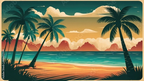 Retro Beach Vacation Background