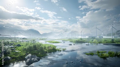 Eco-Friendly Energy in Natural Scenery