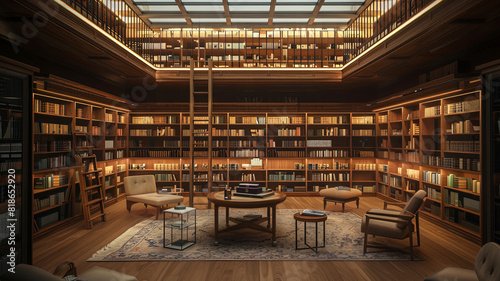 too many books in the library, library inside, modern library interior inside © Gegham