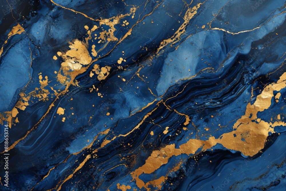 Abstract blue color marble texture with gold splashes, blue luxury background, Ai generated Abstract blue color marble texture with gold splashes, blue luxury background, Ai generated