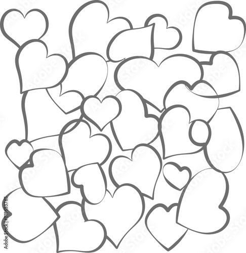 Hearts pattern in white background to doodle