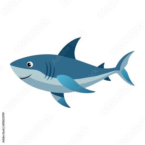 Bull shark animal flat vector illustration on white background