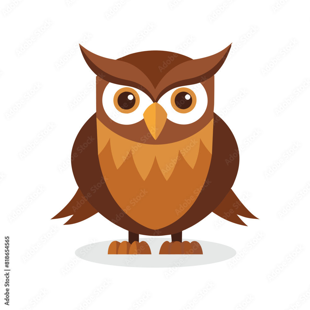  Owl bird flat vector illustration on white background.