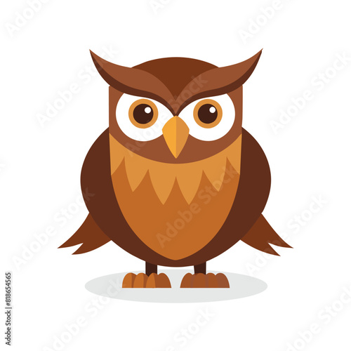  Owl bird flat vector illustration on white background.