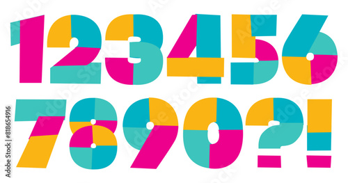Number set colorful style modern typography for game, poster, birthday, decoration, animation. Cool font. Vector 10 eps