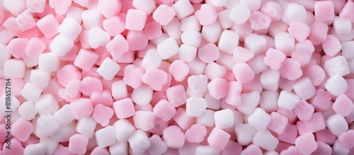 Copy space image of a delightful pink and white sugar background adorned with small sweet hearts perfect for Valentine s Day Mother s Day or a wedding