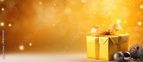 A Christmas gift box sits o...