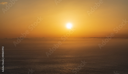 Sunset above Atlantic Ocean from Ponta da Ladeira viewpoint in Madeira