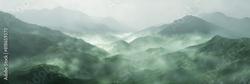 Foggy Mountain Landscape from Above Generative AI #818659370