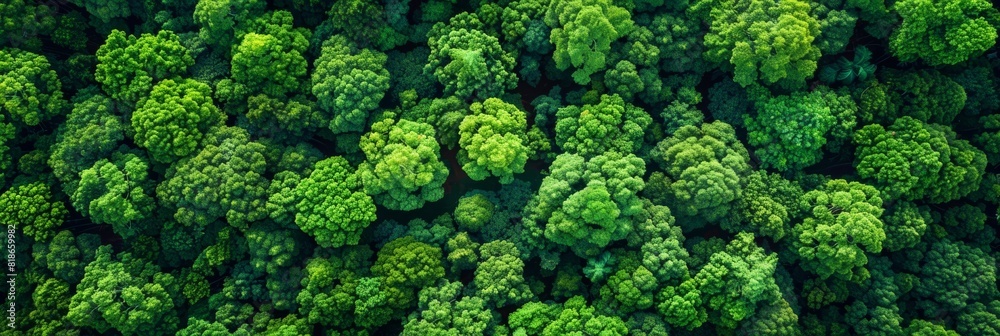Aerial View of Lush Forest for Nature Backgrounds Generative AI