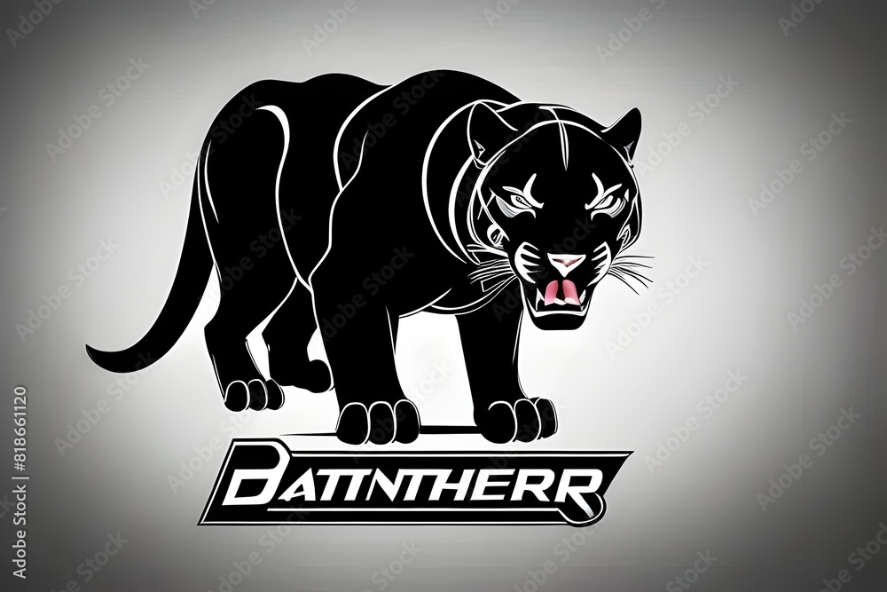  a beautiful flat vector logo depicting An angry black panther, cat, fierce, intense, sleek, bold, dynamic, emblem, graphic, mascot, powerful, strong, aggressive, striking, vibrant, wild, commanding, 