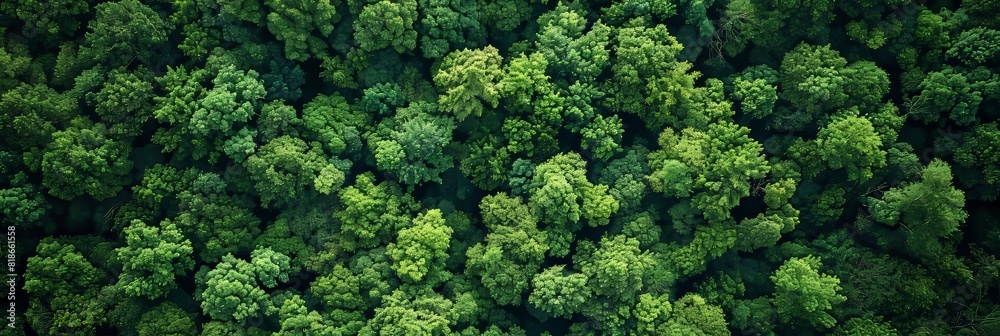 Aerial View of Lush Forest Canopy for Nature Backgrounds Generative AI