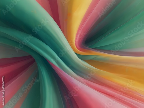 This digital abstract artwork showcases a captivating mix of colorful twisted shapes in motion  set against a soft pastel background. Ideal for posters  flyers  and banners.