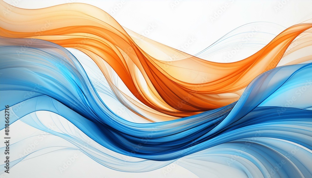 Stylish Blue and Orange Smooth Lines on White Stylish Blue and Orange Smooth Lines on White