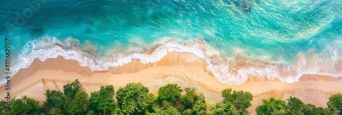 Tropical Beach Aerial View for Summer Vacation Generative AI