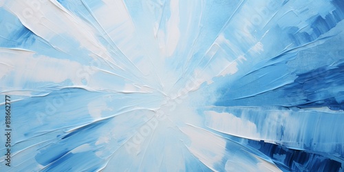 抽象背景油絵横長テンプレート）白と青の放射状デザイン