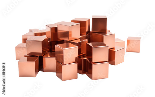 Enhance Your Decoration with Enduring Copper Cubes Isolated on a Transparent Background PNG.