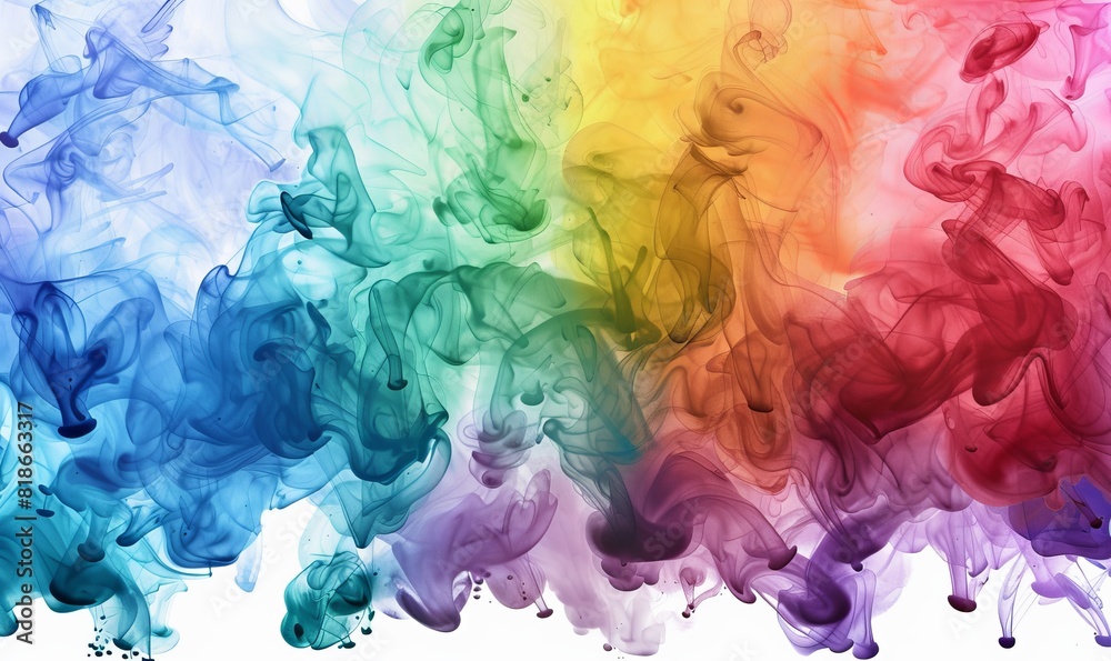 Colorful smoke, rainbow color, ink water, splash background