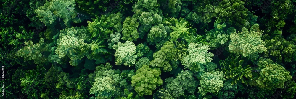 Dense Green Forest Aerial View for Travel and Adventure Generative AI