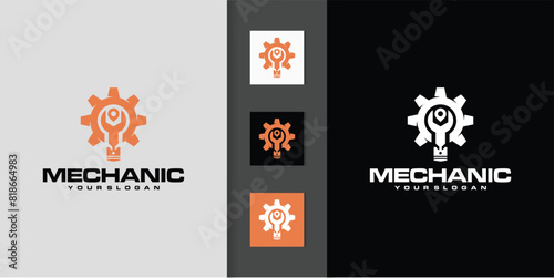 gear and wrench mechanic logo design. luxury logo for automotive industry business