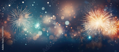 Abstract holiday background with fireworks at New Year and space for text or images. with copy space image. Place for adding text or design