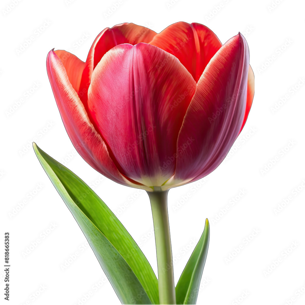 Naklejka premium a red tulip flower on transparent background