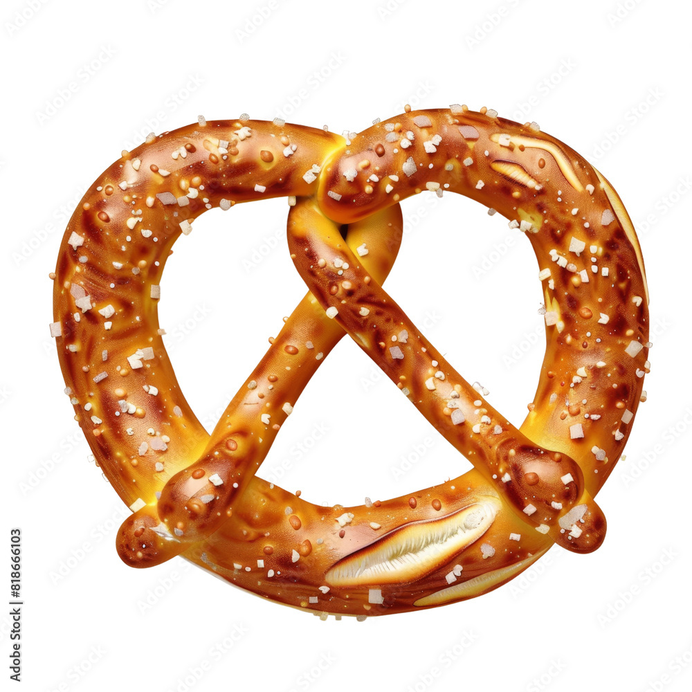 A pretzel is shown with a sprinkle pattern on it. The pretzel is twisted and has a salt and pepper topping A pretzel is shown with a sprinkle pattern on it. The pretzel is twisted and has a salt and pepper topping