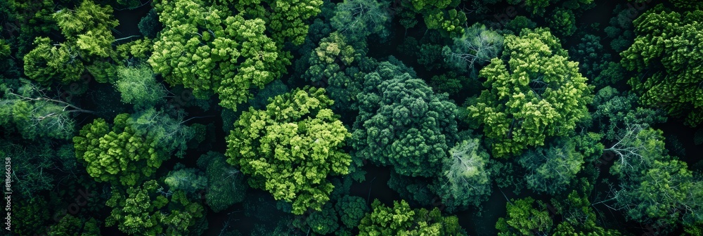 Bird's Eye View of Lush Forest Canopy Generative AI