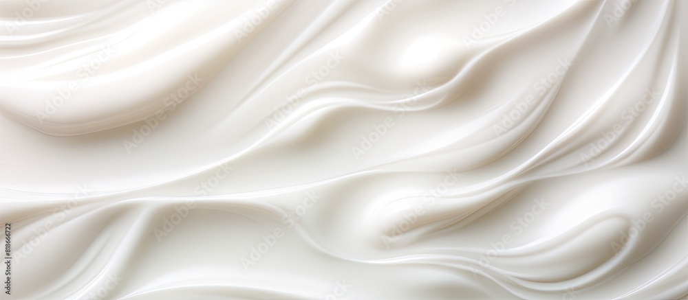 Creamy milky white texture with minimal liquid consistency serving as a background for cosmetic product design Ample copy space for text or images