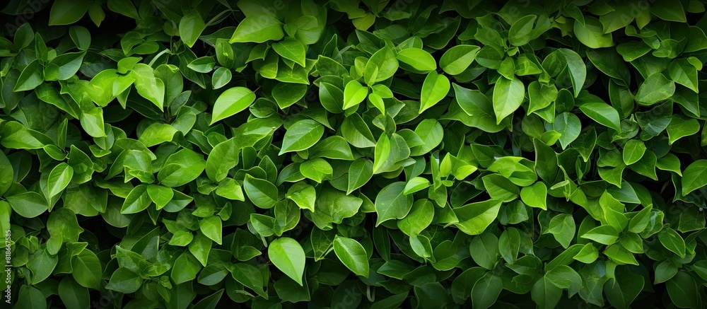 A textured background of leaves creates a beautiful hedge with copy space image A textured background of leaves creates a beautiful hedge with copy space image