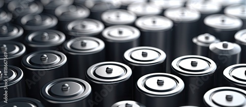 Copy space image of black batteries on a white background