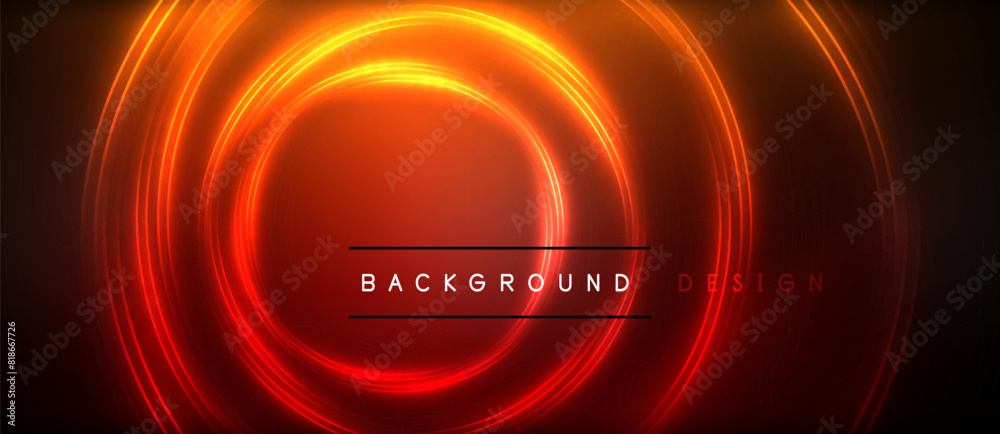 Neon glowing circle rays, light round lines in the dark, planet style neon wave lines. Energetic electric concept design for wallpaper, banner, background Neon glowing circle rays, light round lines in the dark, planet style neon wave lines. Energetic electric concept design for wallpaper, banner, background