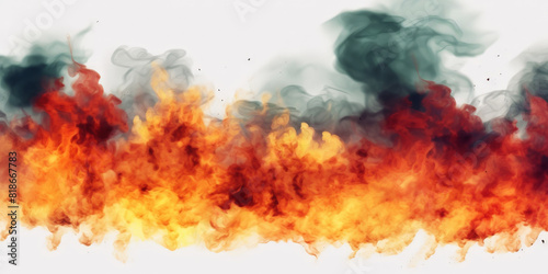 fire Smoke and Flames on white background