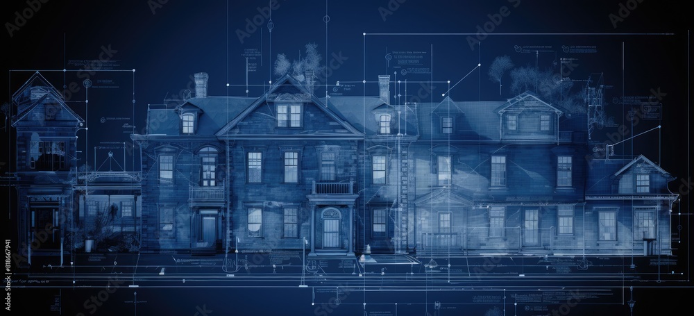 Fototapeta premium Blueprint of the Past: Detailed House Designs