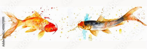 Vibrant Watercolor Fish Illustration for Food Blog or Recipe Book Generative AI