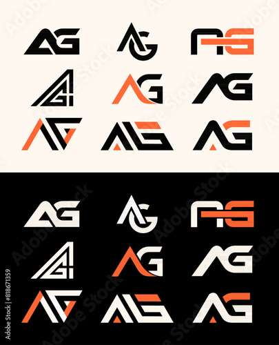 Letter AG logo icon abstract vector design