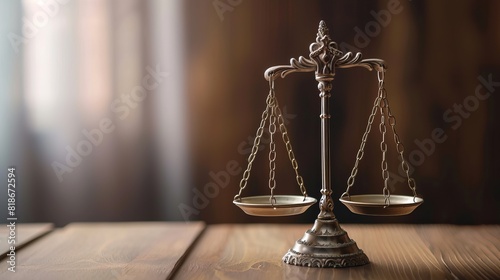 A scale balancing justice and mercy - Having Both equal sides showing equality and neutrality photo