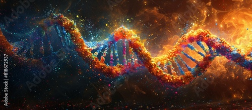 artistic rendition of genetic material, where the DNA helix is highlighted with a rainbow of vivid colors, Cosmic Helix photo