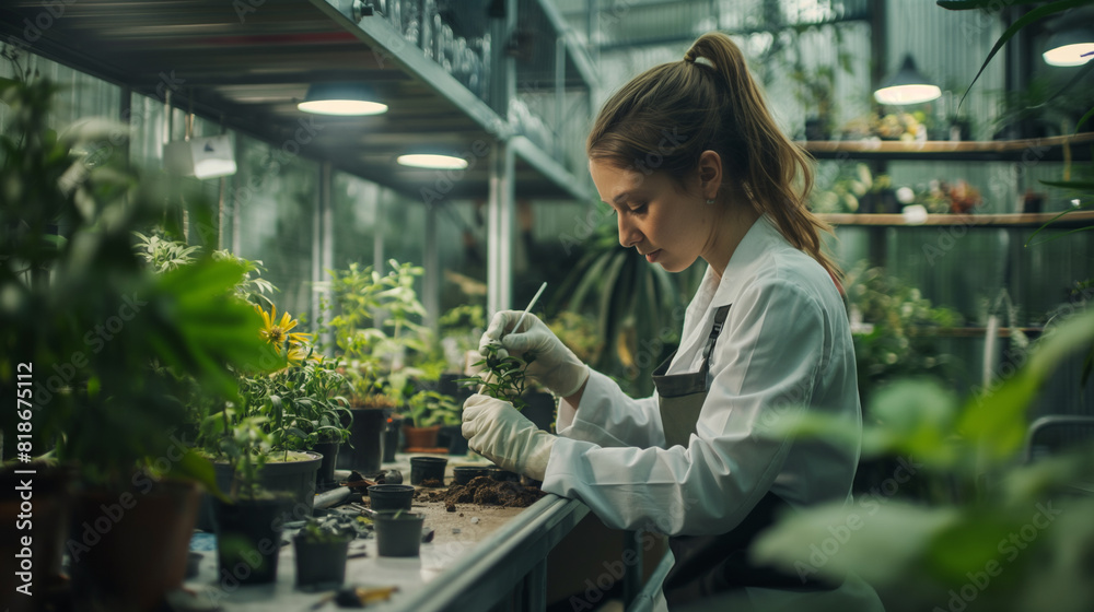 Female cannabis researchers are inspecting cannabis fields in cannabis farms, agriculture, business and researching cannabis oil extracts. The concept of herbal alternative medicine Female cannabis researchers are inspecting cannabis fields in cannabis farms, agriculture, business and researching cannabis oil extracts. The concept of herbal alternative medicine