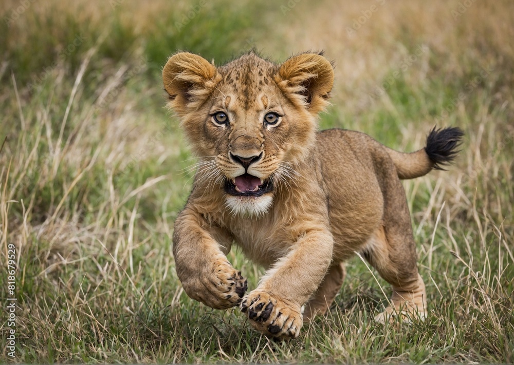 lion cub in the savannah