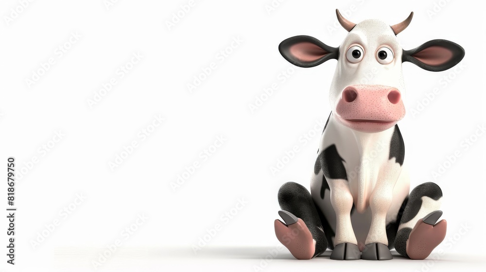 Illustration of a sitting happy cow 3D cartoon style. Illustration of a sitting happy cow 3D cartoon style.