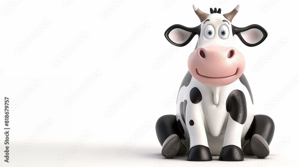 Illustration of a sitting happy cow 3D cartoon style. Illustration of a sitting happy cow 3D cartoon style.